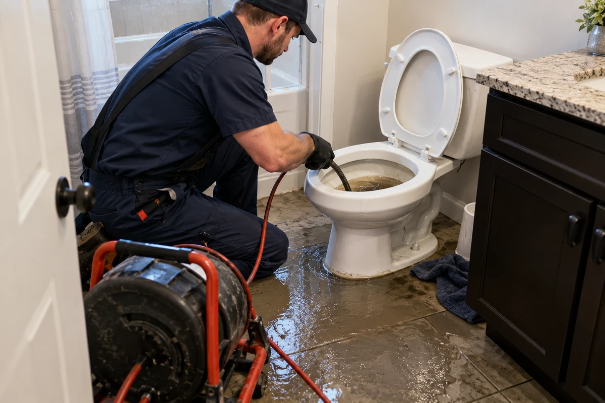 Technician testing septic alarm, floats and controls after repair in Northern Kentucky