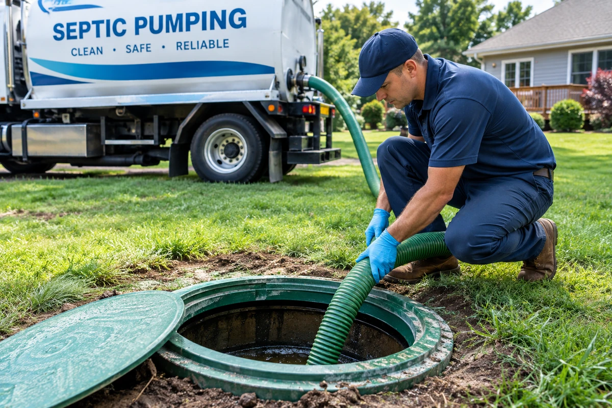 Professional line cleaning equipment clearing buildup from septic piping in Covington, KY
